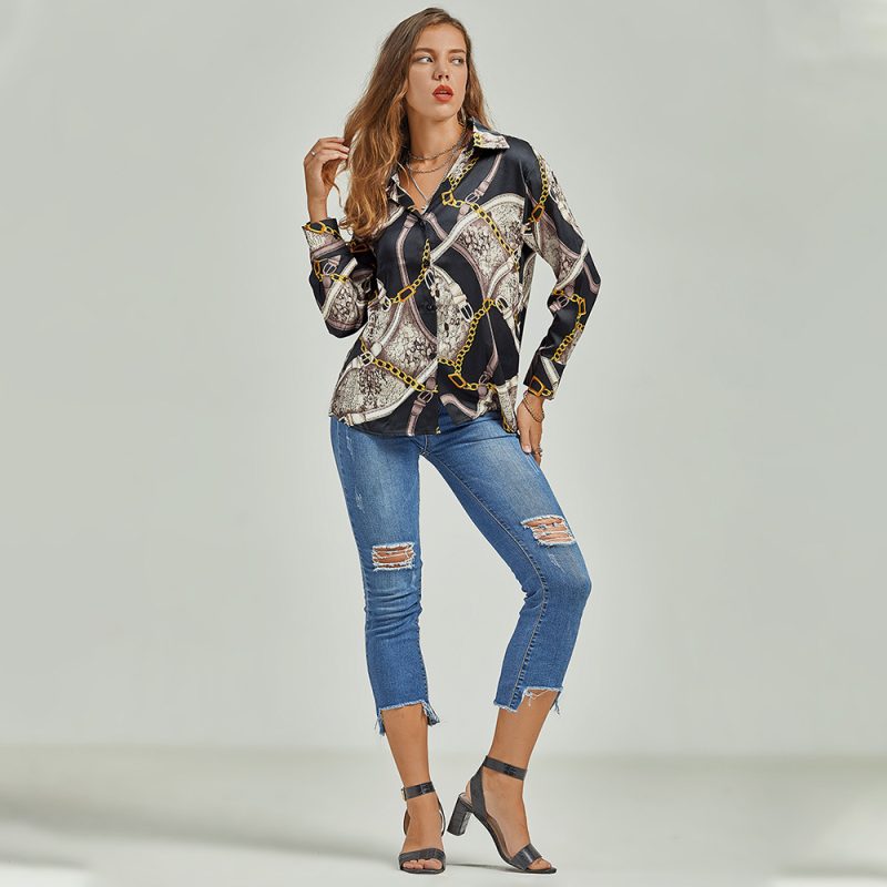 Shirt Women Autumn Retro Minority Loose Hong Kong Long Sleeve Design Chiffon Top - Image 3