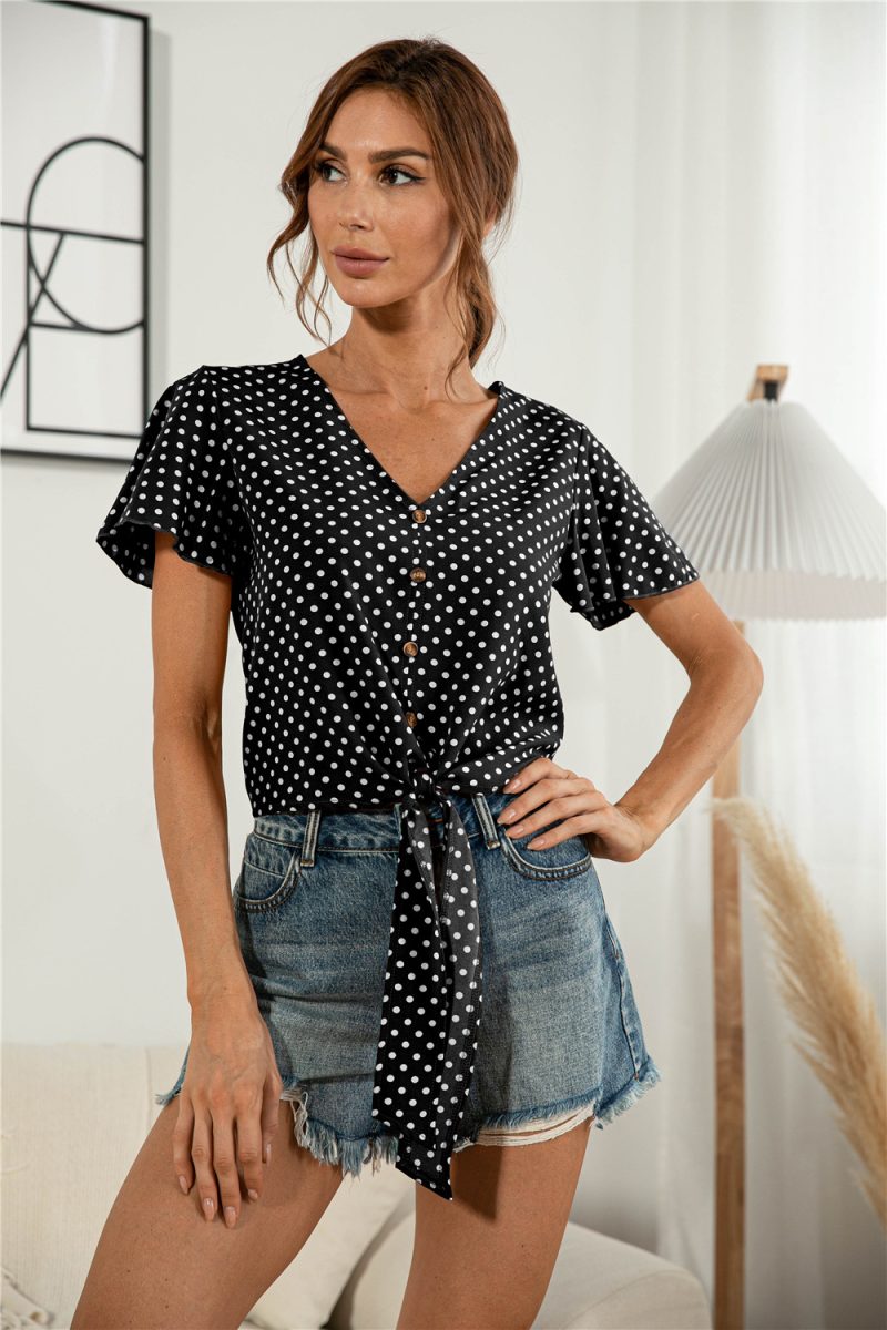 Summer Sexy V-neck Lace-up Top - Image 2