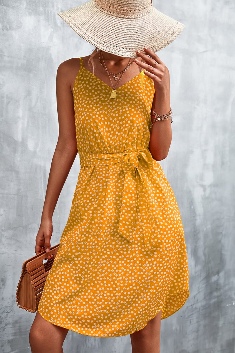 Spring Summer Sexy Backless Spaghetti Straps V-neck Split Dress for Women - Image 2