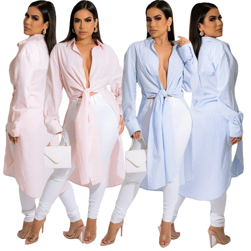 Women Striped Slit Fashionable Women - Image 5