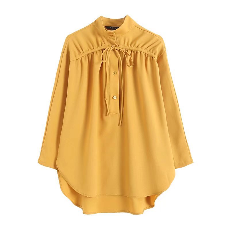 Yellow Bow Tie Turtleneck Shirt