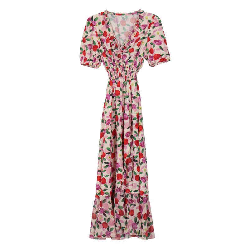 Printing Flowy Dress Summer Women Clothing Sexy Vacation Large Swing - Image 5