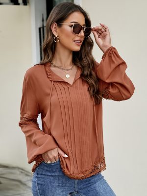 Stand Collar Solid Color Long Sleeve Casual Shirt