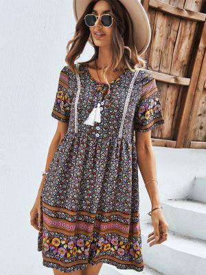 Self-Developed Designed Women Wear Printed Dress Summer Bohemian