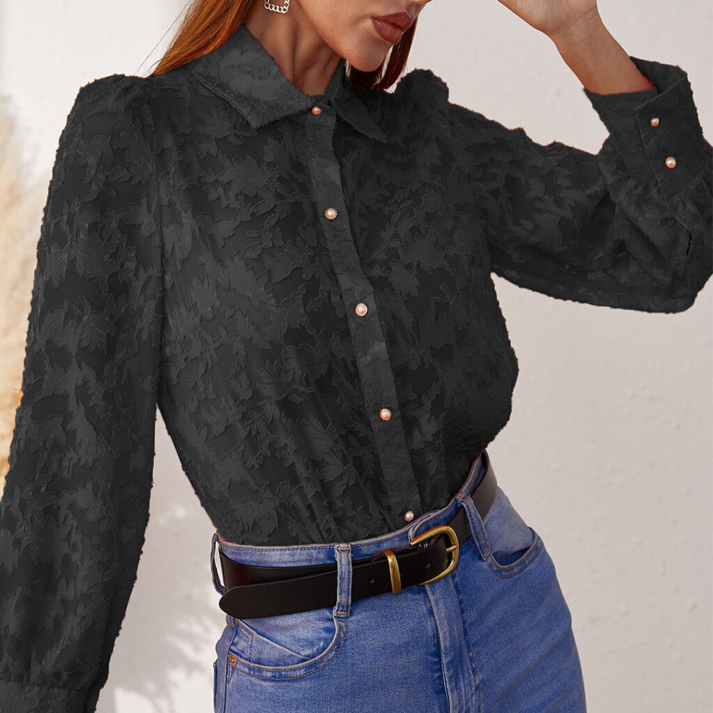 Women French Polo Lace Shirt Spring Autumn Long Sleeve Niche Chic Inner Shirt for Women - Image 4