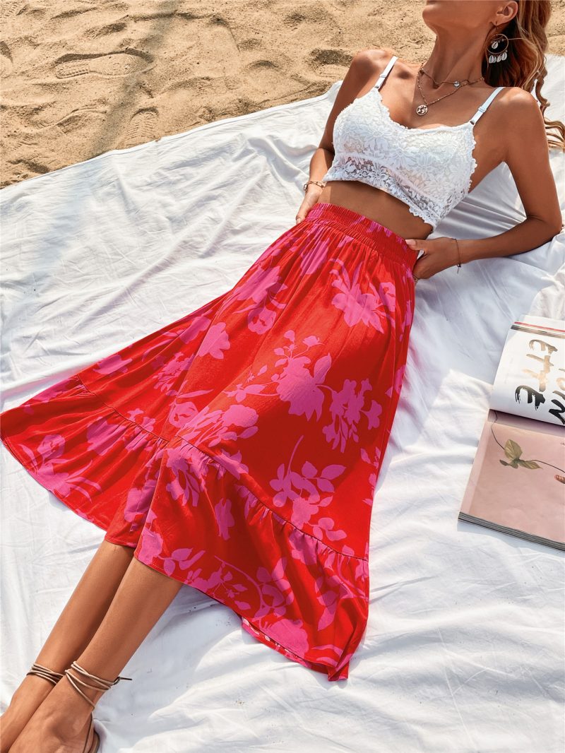 Women Clothing Printing Smocking Skirt - Image 3