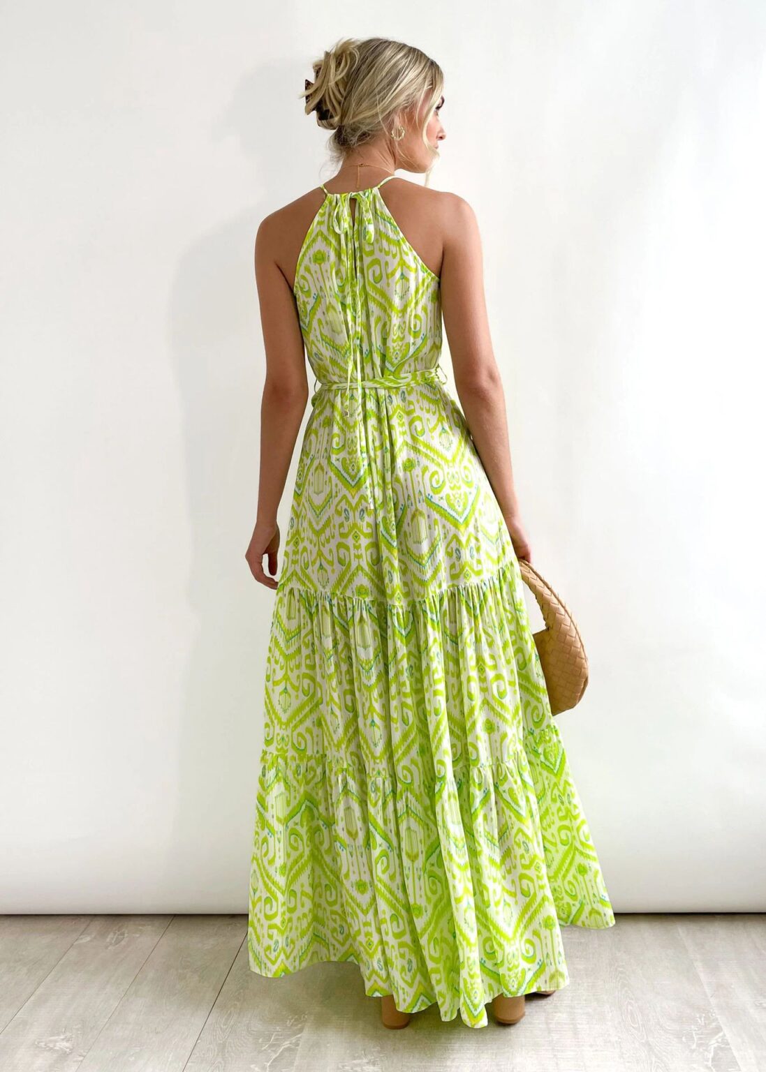 Spring Summer Bohemian Vacation Elegant Women  Printed Halter Dress - Image 3