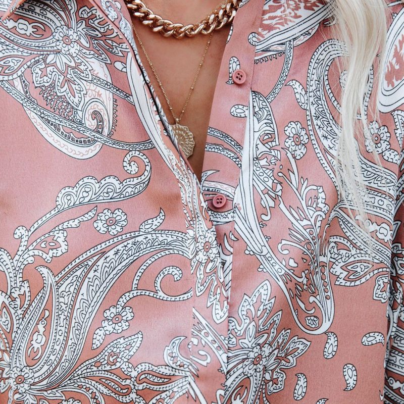 Front Short Back Length Autumn Shirt Women Stand Collar Long Sleeve Shirt - Image 2