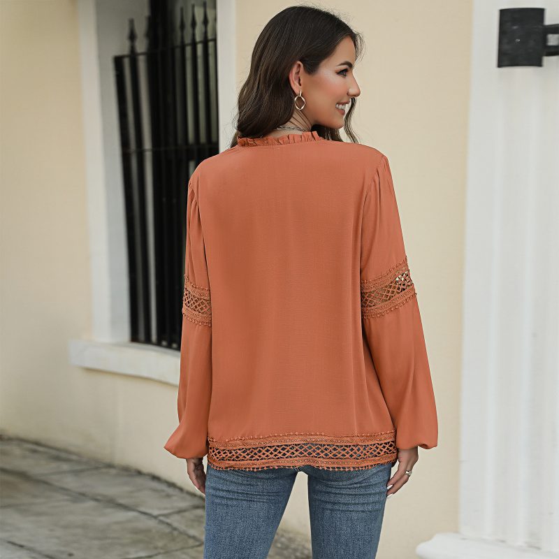 Stand Collar Solid Color Long Sleeve Casual Shirt - Image 2