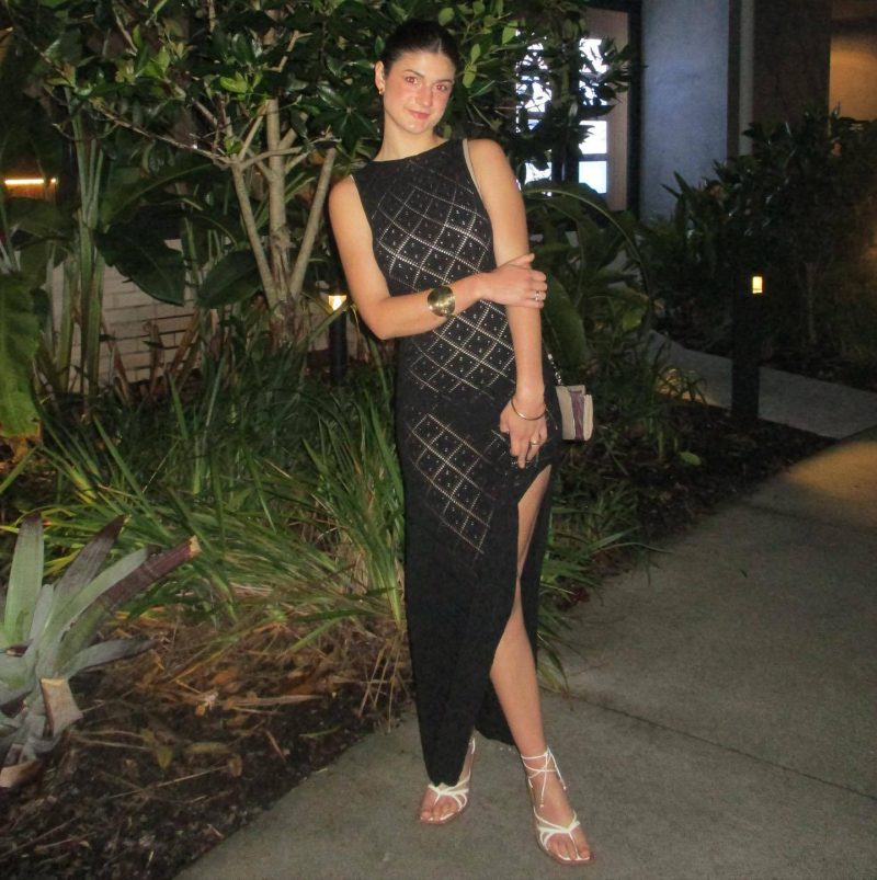 Hollow Out Cutout Mesh Beach Vacation Sexy Dress Knitted Slit Dress Summer - Image 3