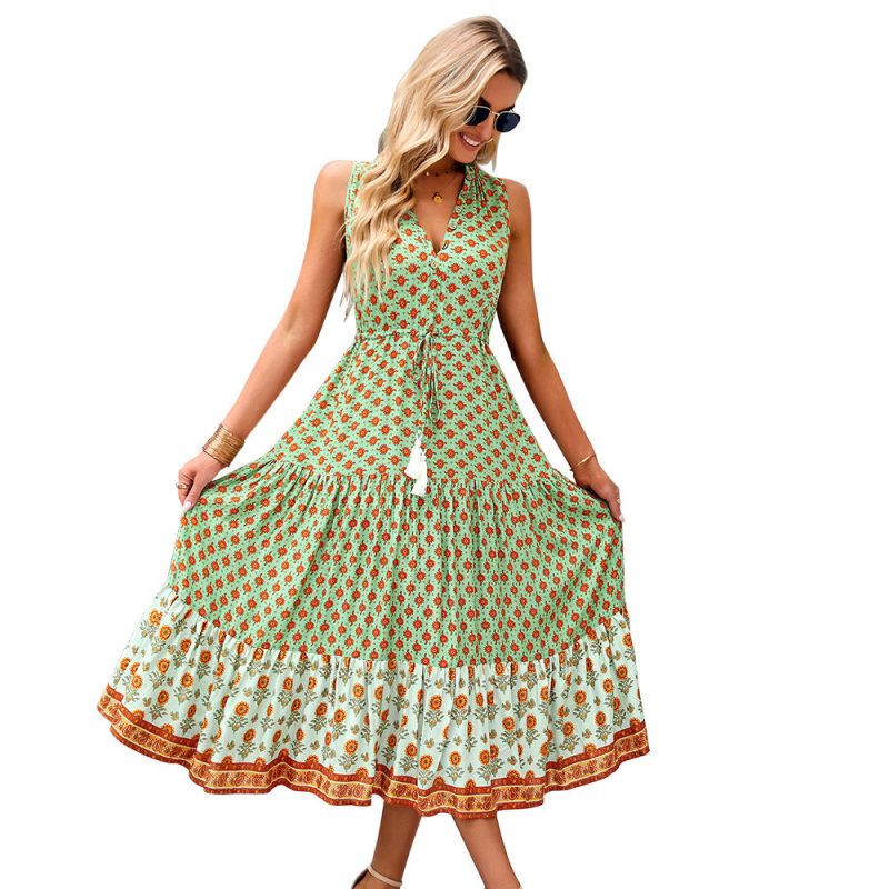 Fashion Women Wear Summer Bohemian Casual Holiday Dress Tiered Dress - Image 4