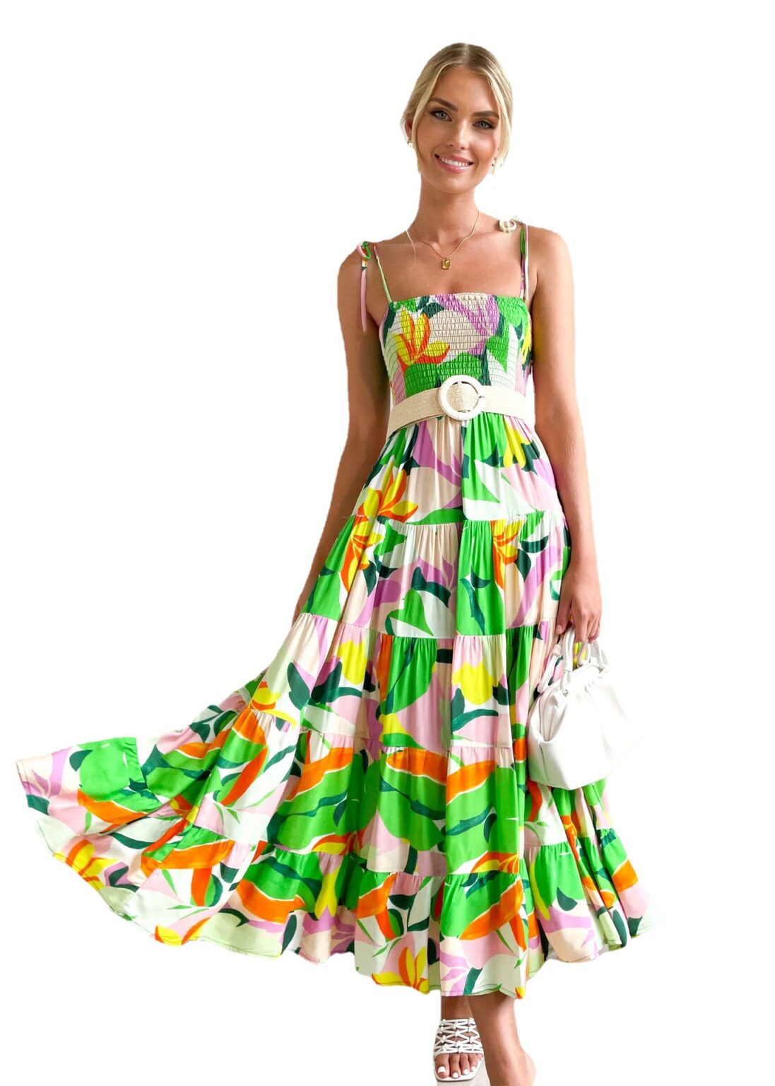 Summer Women  Clothing Sexy Solid Color/Printed Strap Bohemian Dress - Image 4