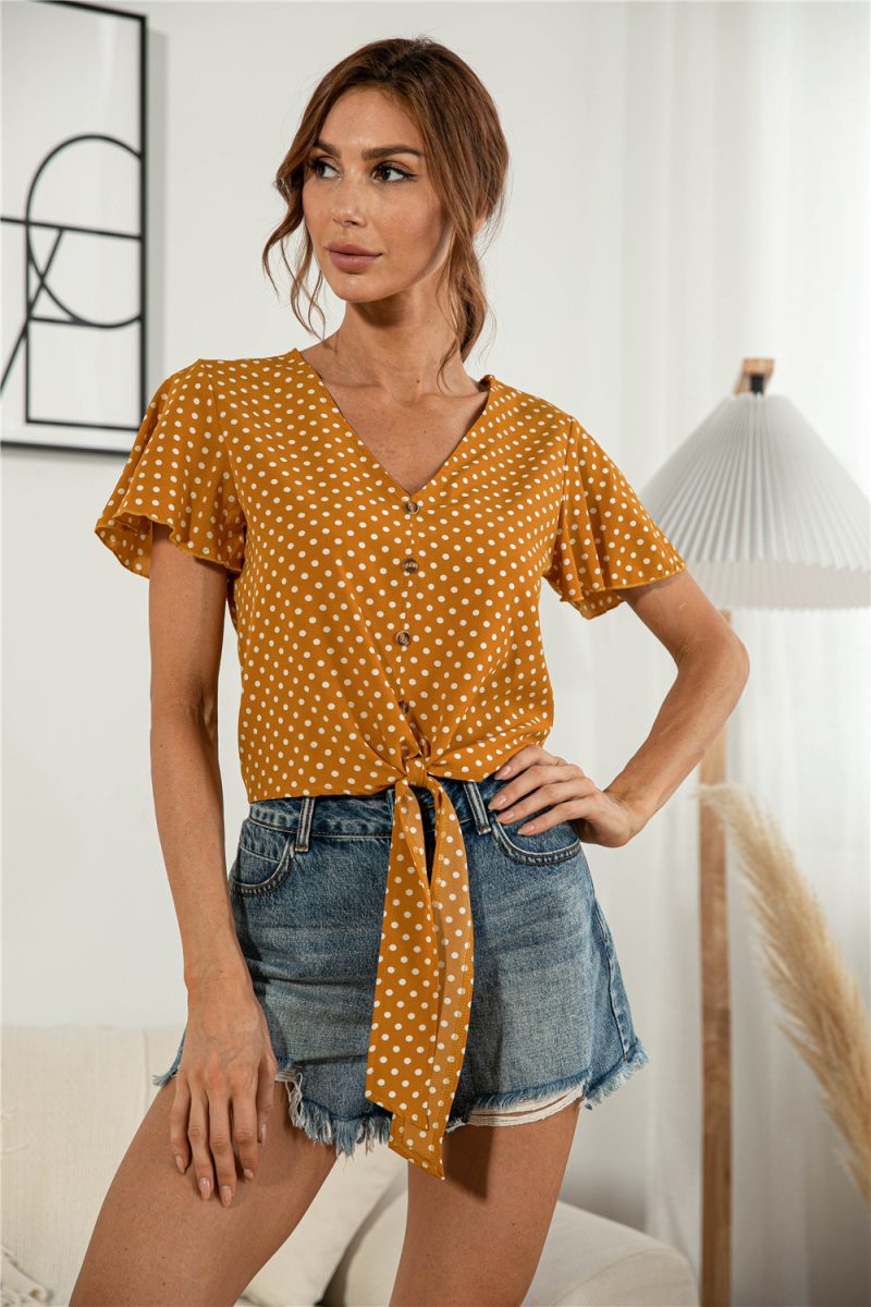 Summer Sexy V-neck Lace-up Top - Image 3