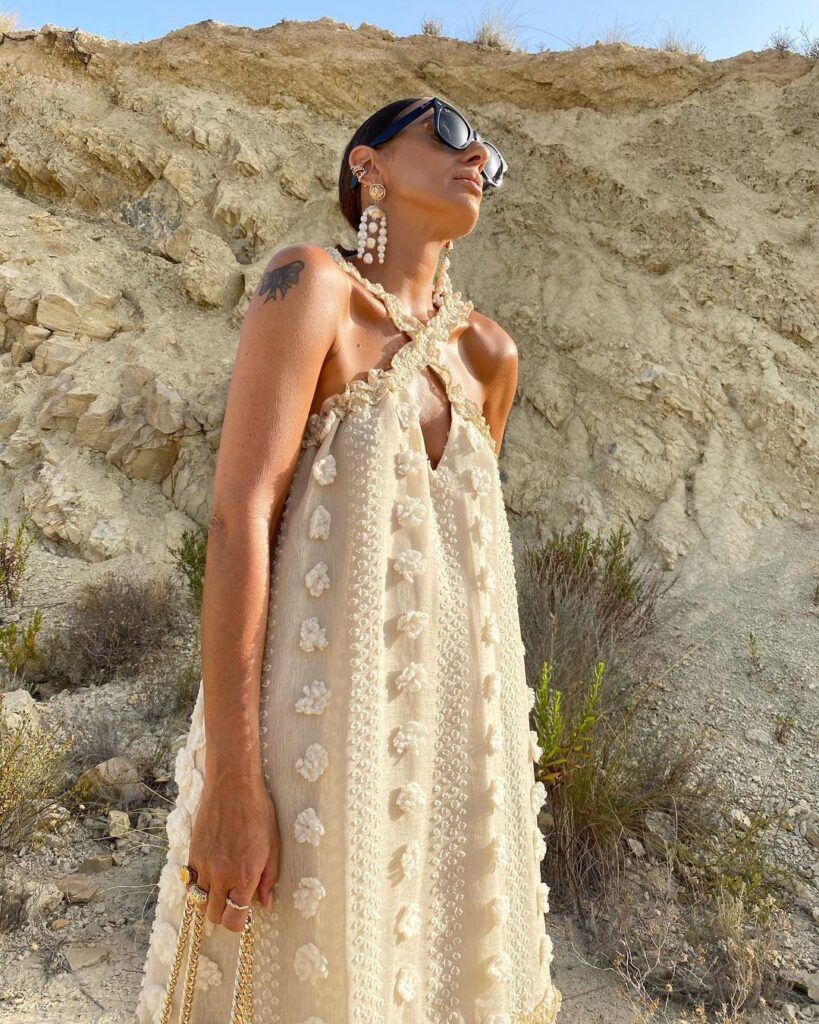 Halter Three Dimensional Floral Mop Tiered Dress - Image 3