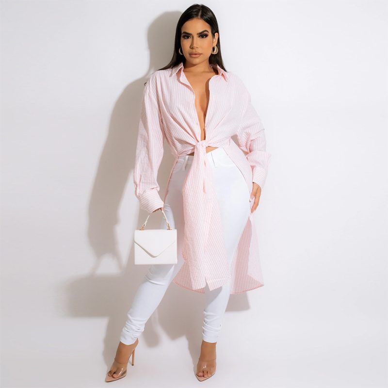 Women Striped Slit Fashionable Women - Image 3