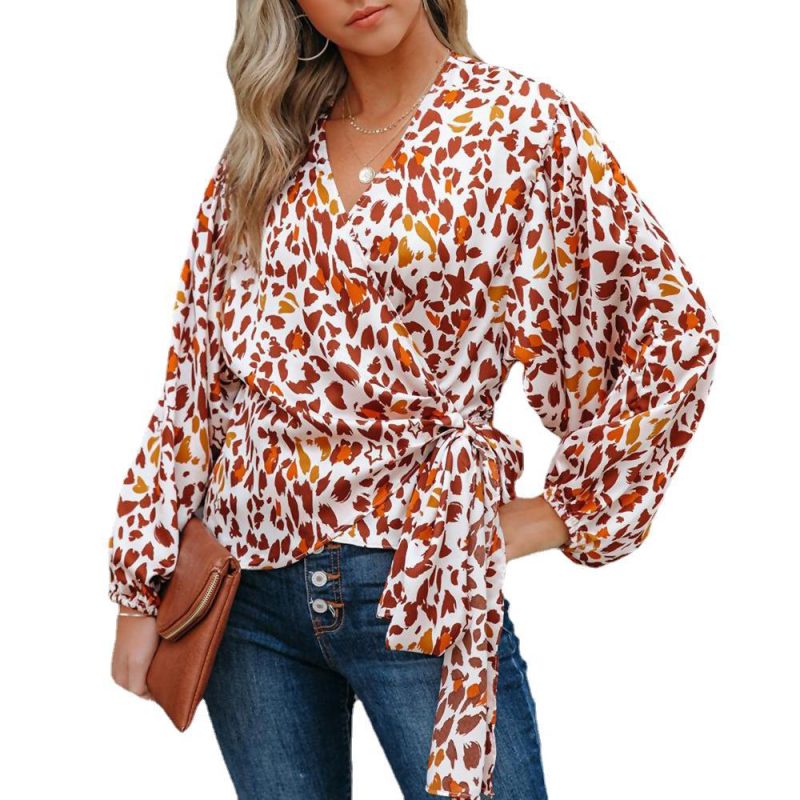 Spring Summer New  Long-Sleeved Casual Shirt Fashion Floral Print Lantern Sleeve Loose Women Top - Image 5