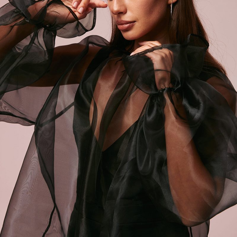 Spring French Sexy Hollow Out Cutout out See through Mesh Bottoming Shirt Bandage Dress Graceful Puff Sleeve Pullover Top Loose - Image 3