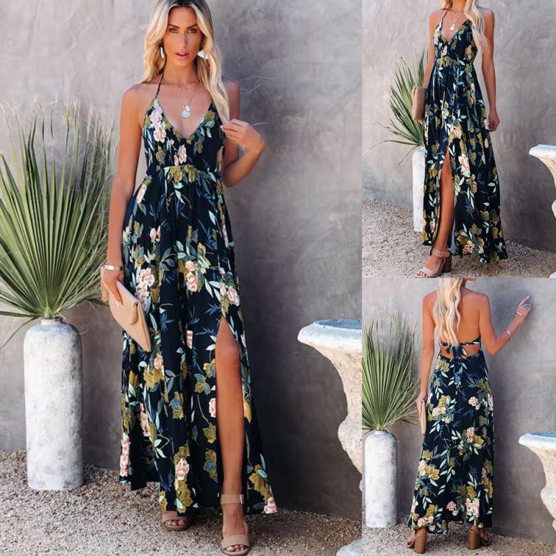 Long  Print Beach Vest Dress Sundress - Image 4