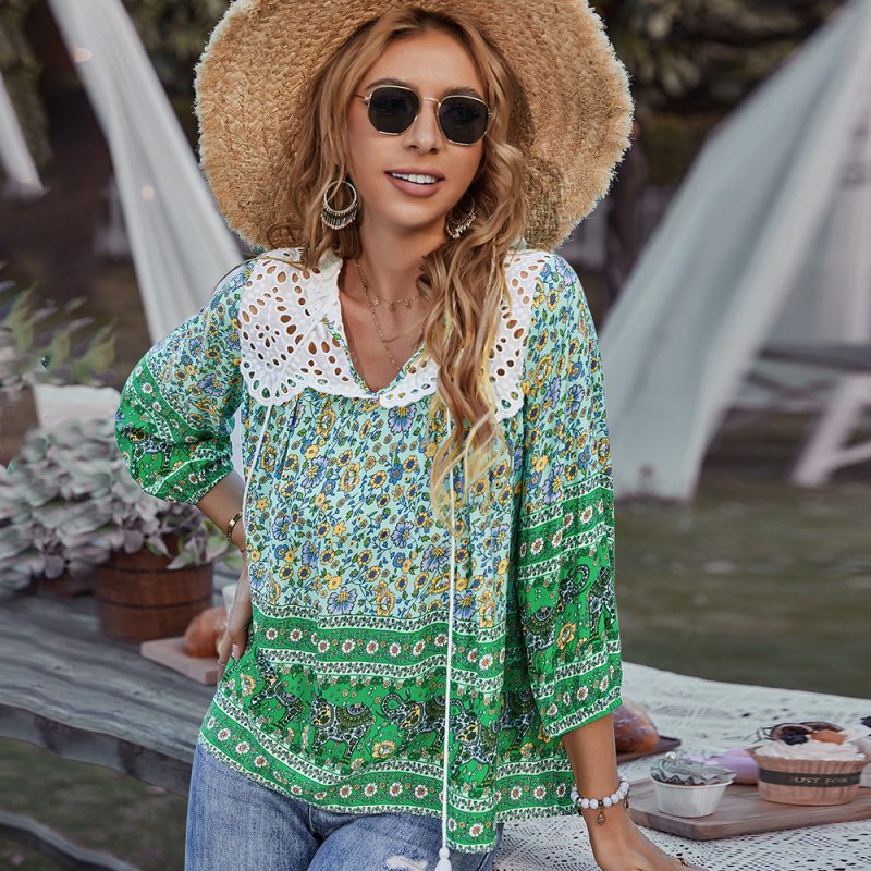 Bohemian Casual Vacation Top Spring Summer Small Shirt - Image 2
