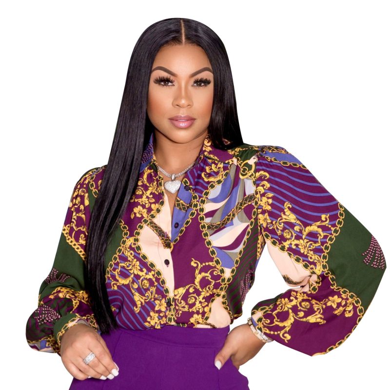 Women Clothing Autumn Office Office Shirt Printed Lantern Sleeve Long Sleeve Top for Women - Image 5