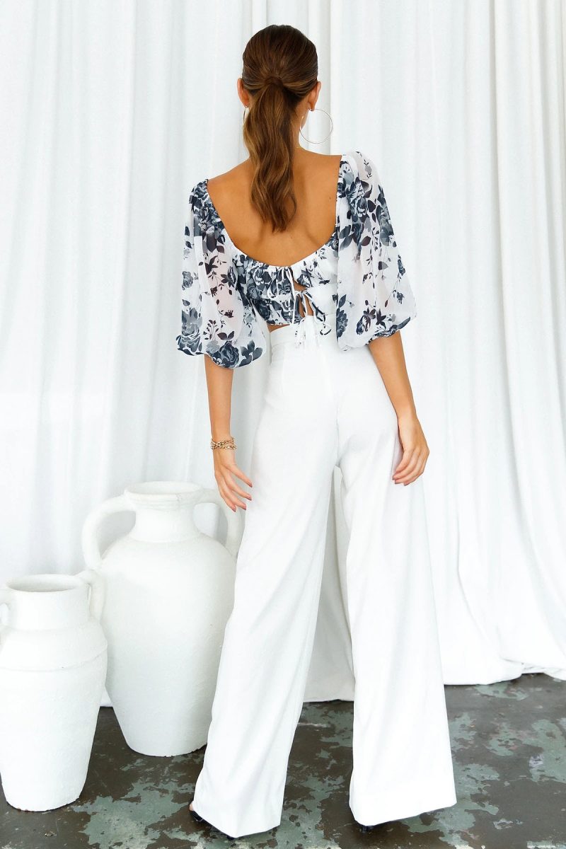 Printed Chiffon Back Criss Cross High Waist with Straps Top - Image 2