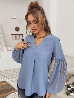 Casual Office Top Summer Stitching Long-Sleeved Shirt Casual Vacation