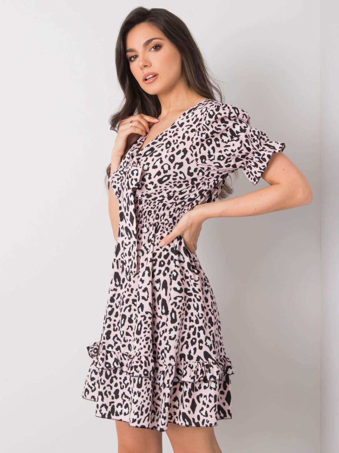 Spring Summer Women Clothes V-neck Short Sleeve Stringy Selvedge Dress - Image 3