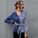 Autumn Spring New V-neck Elegant Stitching Color Block Shirt