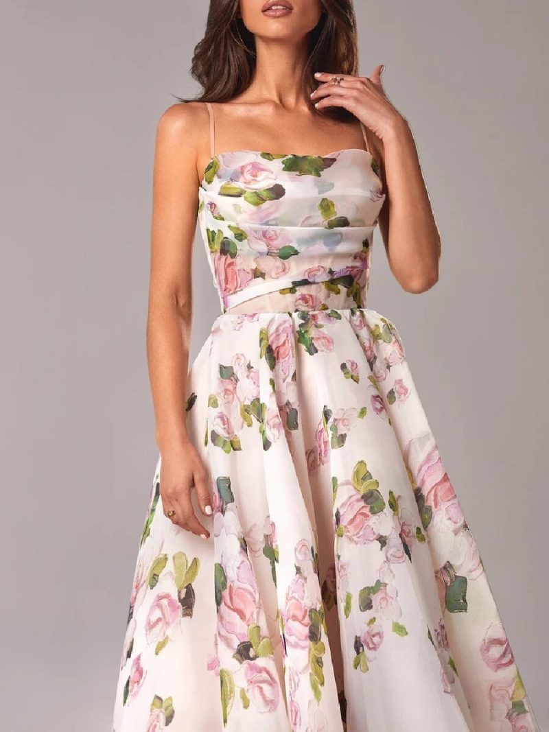Women Summer Clothing Tube Top Sleeveless Printed Large Swing Dress - Image 4