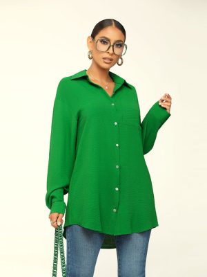 Fall Women Long Sleeve Solid Color Top Loose Casual Shirt Women