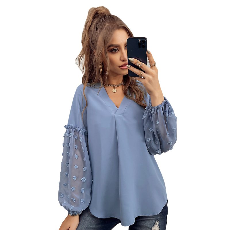 Casual Office Top Summer Stitching Long-Sleeved Shirt Casual Vacation - Image 5