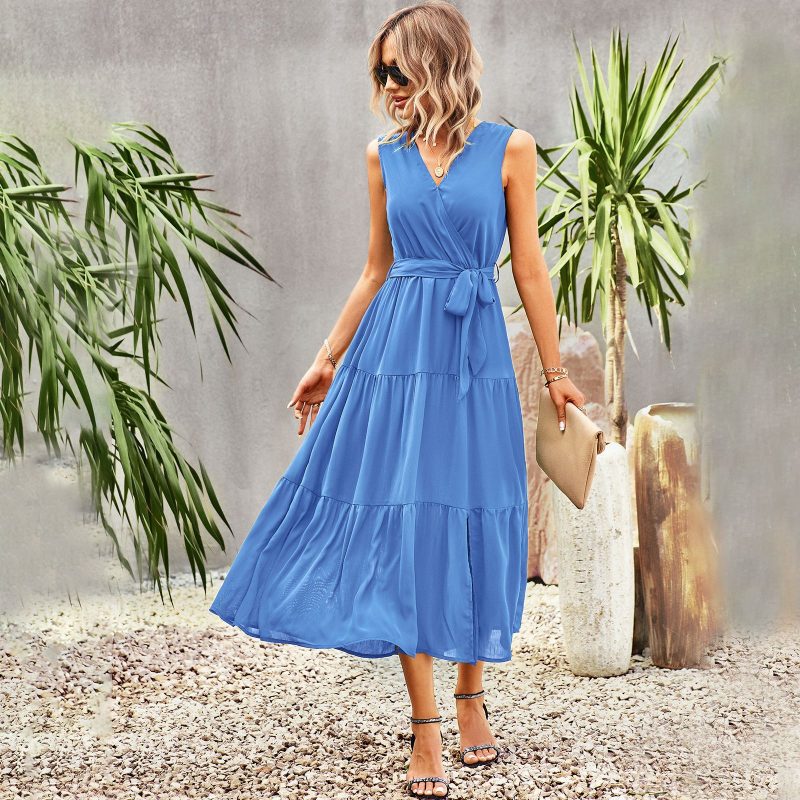 Designed Elegant Sleeveless Swing Dress Spring Summer - Image 3