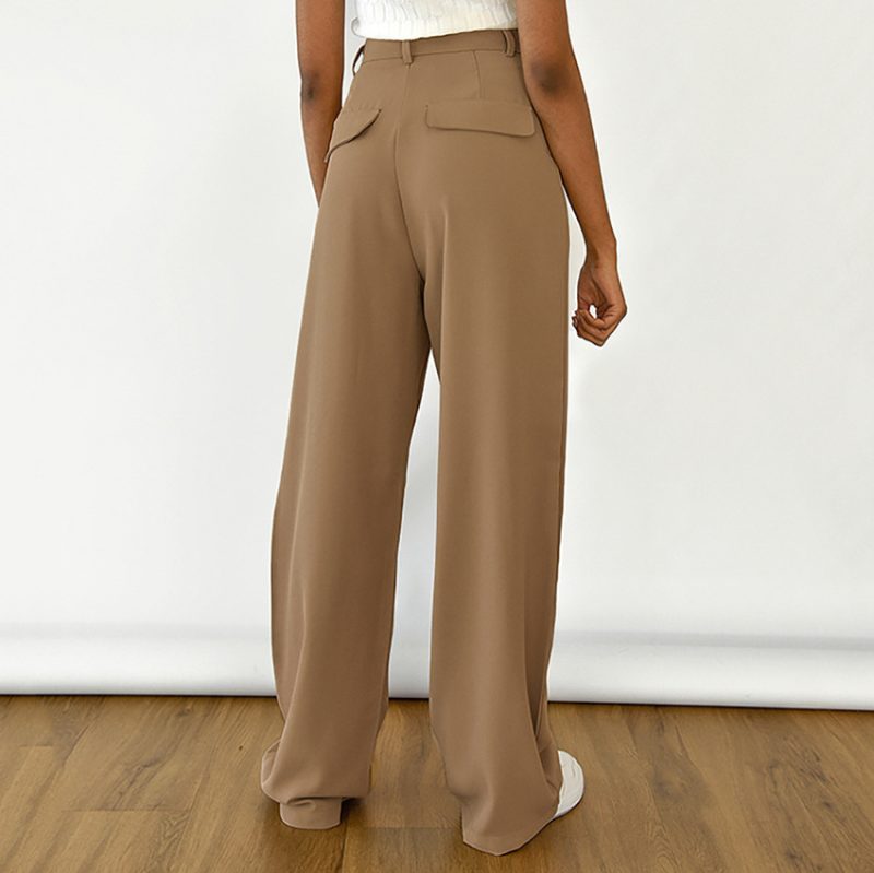 Autumn French Casual Women Clothing Office Cotton Work Pant Straight Leg Pants - Image 4