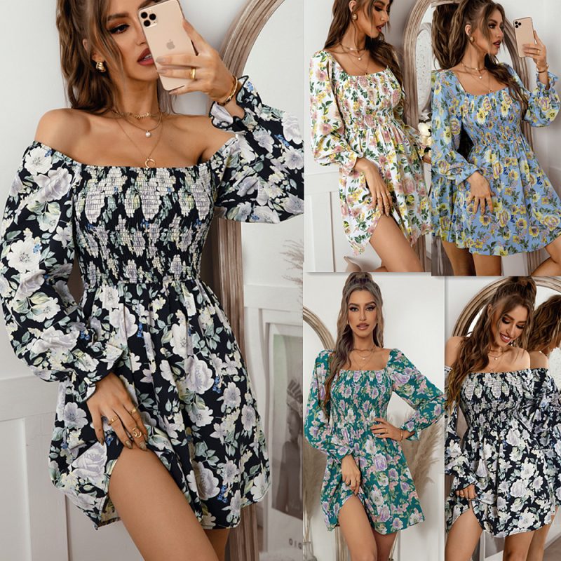 Floral Print French Collar Dress Spring Summer  for Women - Image 4
