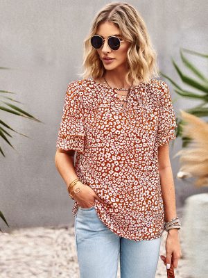 Floral Shirt Women Spring Summer Bohemian Top