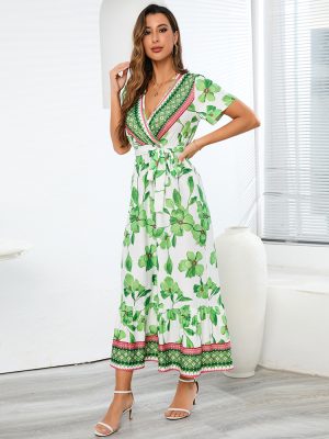 Summer Retro Exotic Printed Dress Bohemian Seaside Vacation Beach Dress