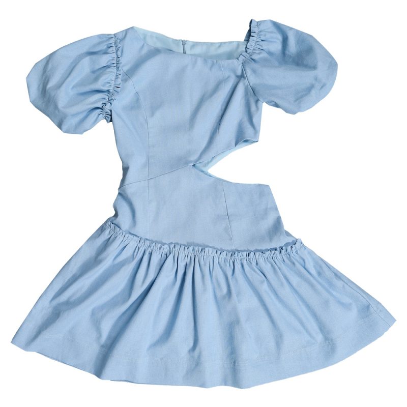 Women Clothing Summer  Dress Solid Color Wrapped Chest Short Sleeve Fresh Little Short Dress Women - Image 5