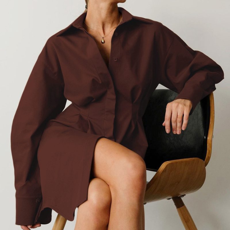 Early Autumn Women Wear French Shirt Dress Tight Waist Elegant Slim-Fit Long Sleeves Slim Fit Retro Minority Dress - Image 4