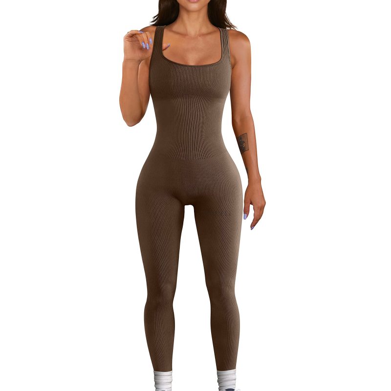 Women Clothing Sleeveless Vest Jumpsuit Thread Square Collar Hip Raise Slim Fit Sexy Jumpsuit - Image 5
