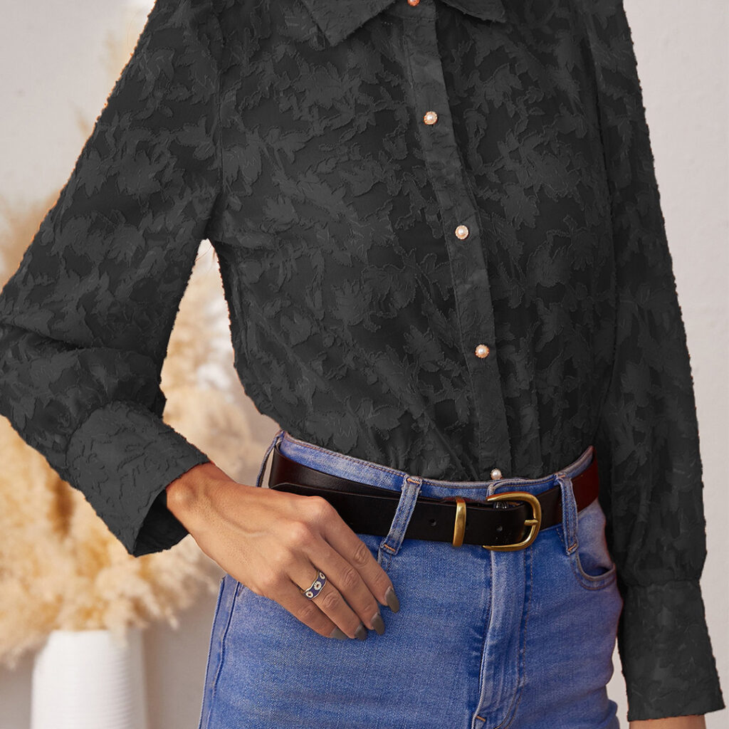 Women French Polo Lace Shirt Spring Autumn Long Sleeve Niche Chic Inner Shirt for Women - Image 3