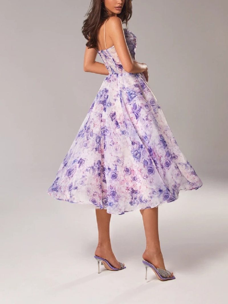 Women Summer Clothing Tube Top Sleeveless Printed Large Swing Dress - Image 3