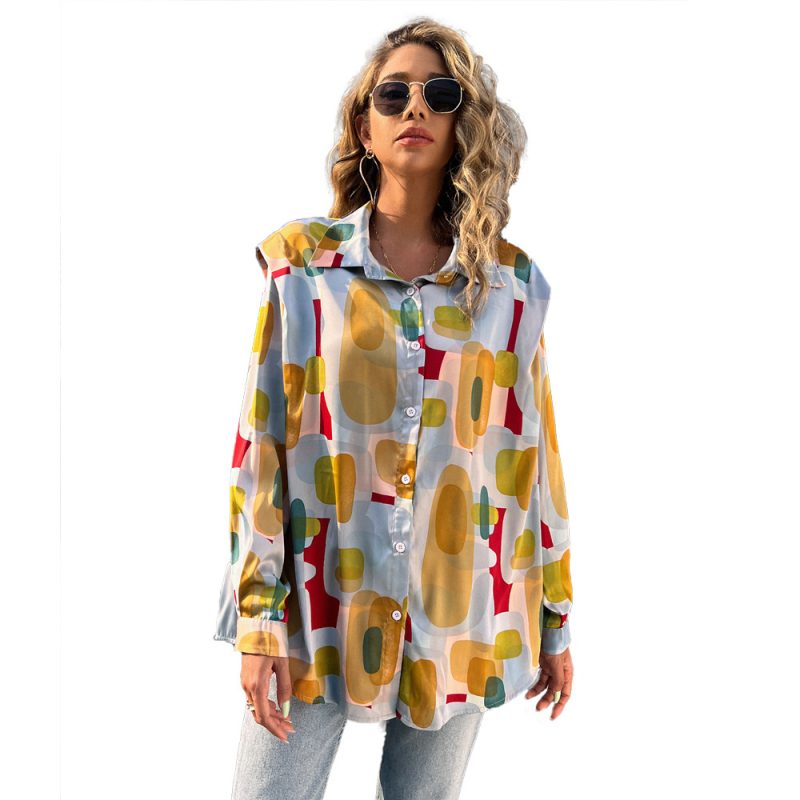 Women Clothing Shirt Summer Plaid Batwing Long Sleeve Loose Top for Women - Image 5