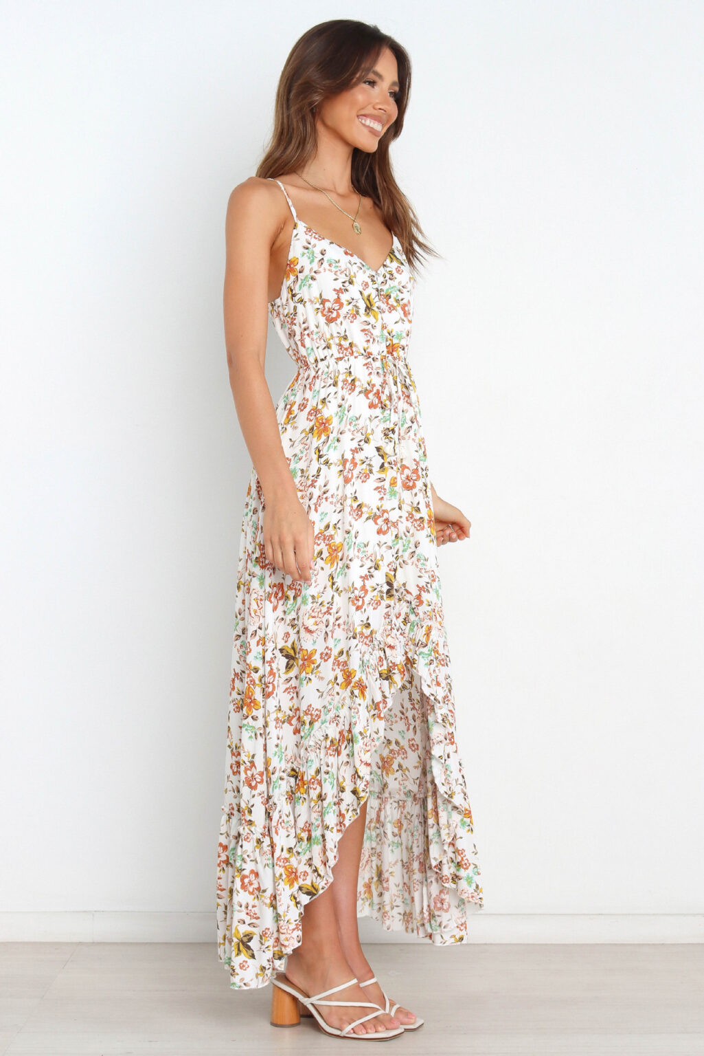 Summer New Backless Slip Dress Irregular Asymmetric Ruffled Large Swing Dress High Split - Image 2