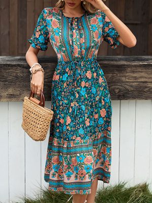 Women Wear Vacation Printed Dress Summer