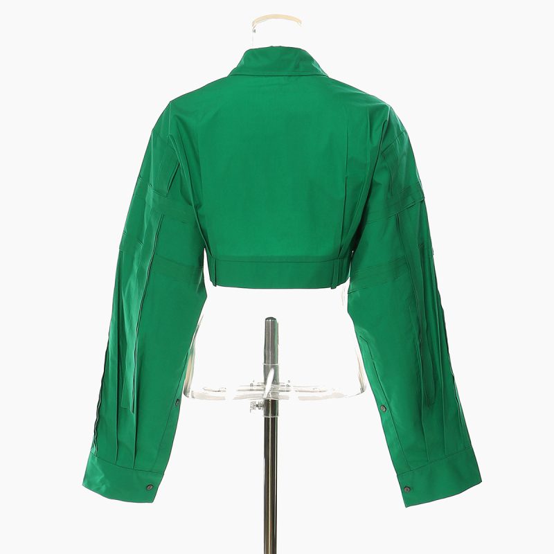Autumn Winter Personalized Cropped Stitching Short Shirt Top for Women - Image 3