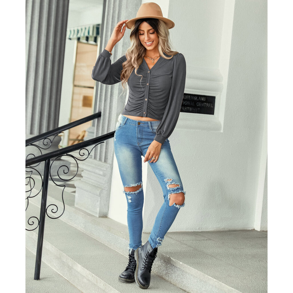 Short Top for Women Autumn Winter Slim Fit Slimming Sweater - Image 3