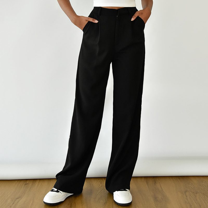 Autumn French Casual Women Clothing Office Cotton Work Pant Straight Leg Pants - Image 3
