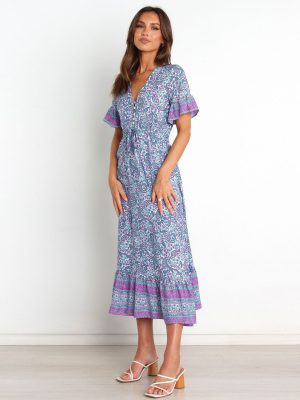 New Floral Dress Bohemian Vacation Dress