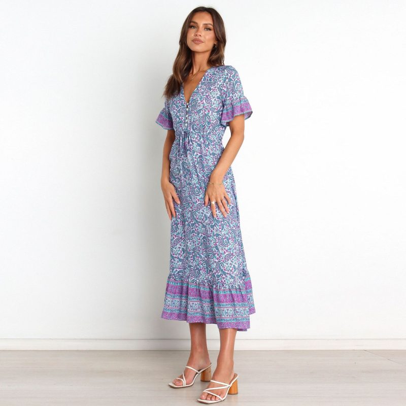 New Floral Dress Bohemian Vacation Dress