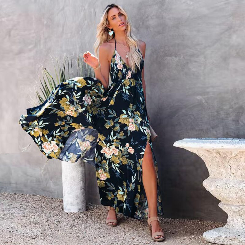 Long  Print Beach Vest Dress Sundress - Image 2